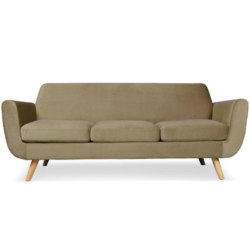 Canapé scandinave 3 places Velours Taupe Danube 3S. x Home  - Canape velours