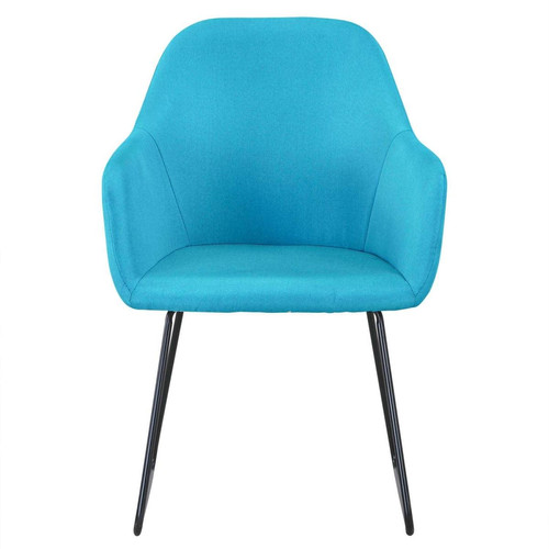 Chaise / Fauteuil Epok Métal Noir et Tissu Bleu 3S. x Home  - Chaise bleu design