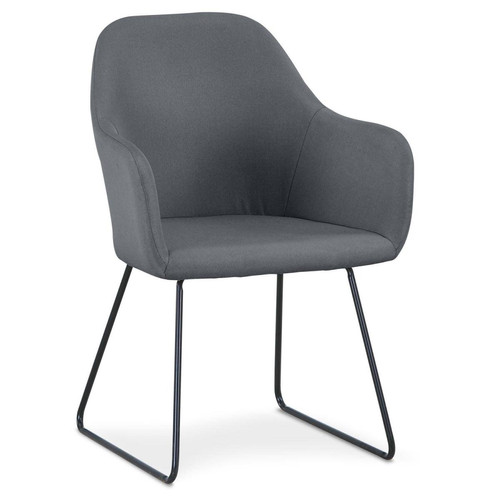 Chaise / Fauteuil Epok Métal Noir et Tissu Gris 3S. x Home  - Chaise design