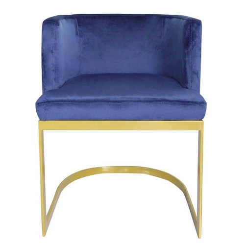 Chaise / Fauteuil Noellie Velours Bleu pieds Or