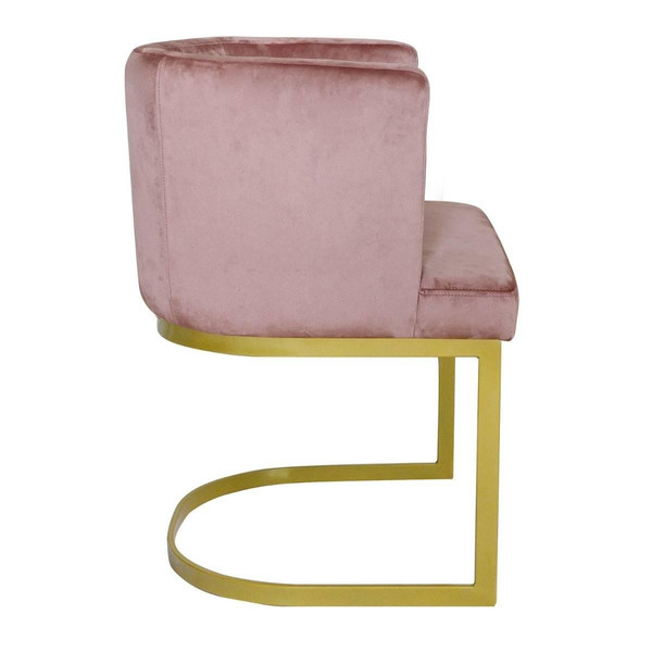 Chaise / Fauteuil Noellie Velours Rose pieds Or