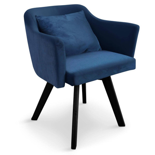 Chaise / Fauteuil scandinave Dantes Velours Bleu 3S. x Home  - Chaise bleu design