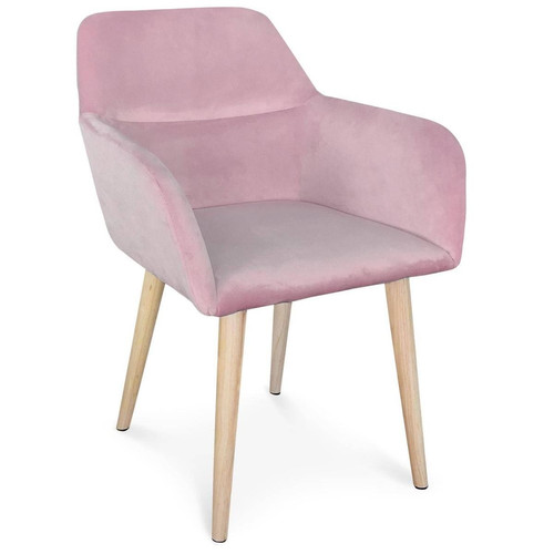 Chaise / Fauteuil scandinave Fraydo Velours Rose - 3S. x Home - Chaise velours