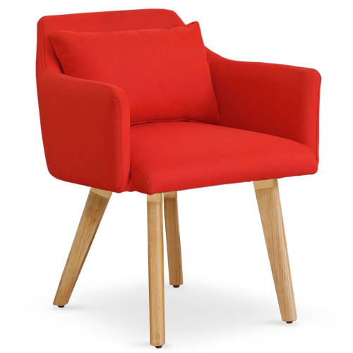 Chaise / Fauteuil scandinave Gybson Tissu Rouge 3S. x Home  - Chaise tissu design