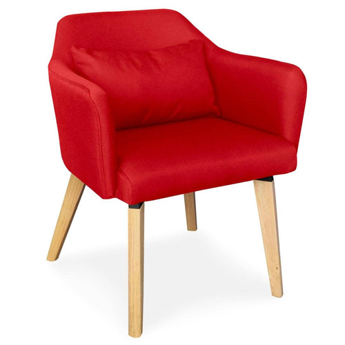Chaise / Fauteuil scandinave Shaggy Tissu Rouge 3S. x Home  - Chaise design et tabouret design