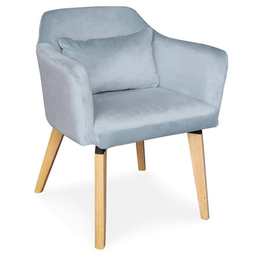 Chaise / Fauteuil scandinave Shaggy Velours Bleu Ciel 3S. x Home  - Chaise bleu design