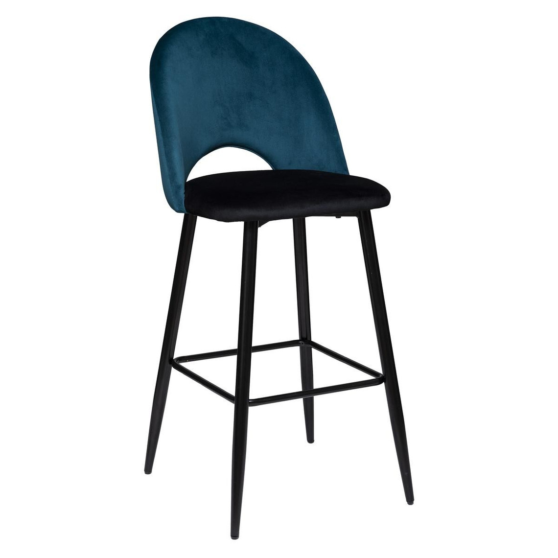 chaise bar velours kara bleu canard