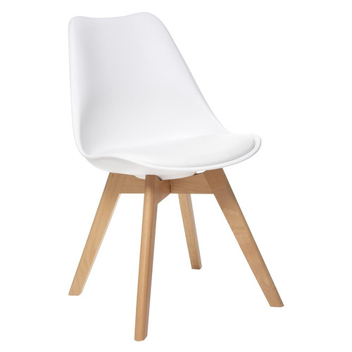 Chaise "Baya" blanc pieds en bois de hêtre 3S. x Home  - Chaise design