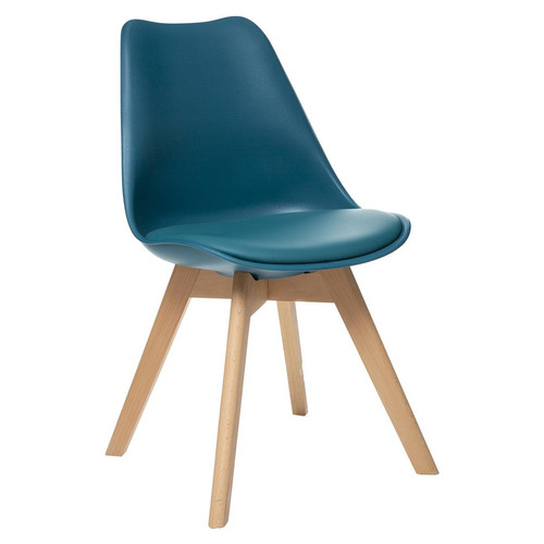 Chaise "Baya" bleu canard pieds en bois de hêtre - 3S. x Home - Chaise bleu design