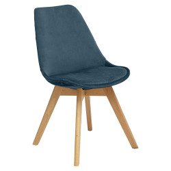Chaise “Baya” en velours bleu canard