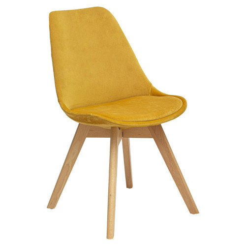 Chaise “Baya” en velours jaune ocre