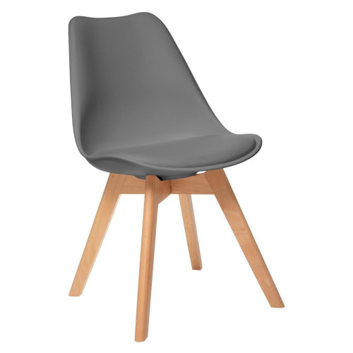 Chaise "Baya" gris foncé pieds en bois de hêtre 3S. x Home  - Chaise design