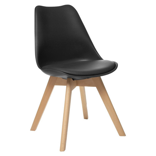 Chaise "Baya" noir pieds en bois de hêtre 3S. x Home  - Chaise design