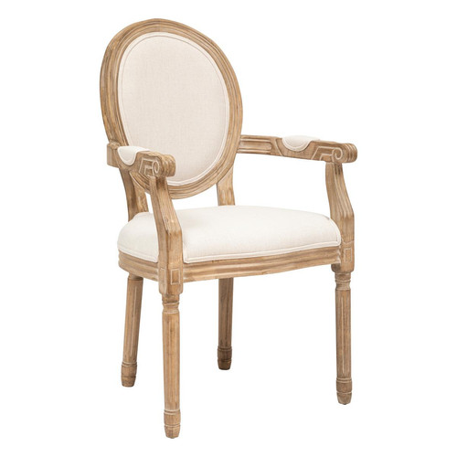 Chaise en hévéa beige "Cleon" 3S. x Home  - Fauteuil design beige