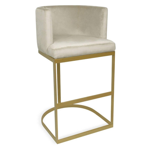 Chaise de bar Noellie Velours Taupe Pieds Or 3S. x Home  - Tabouret bar
