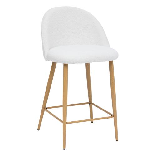 Chaise de bar revetement velours et pieds en bois "Slano" blanc - 3S. x Home - Cuisine salle de bain