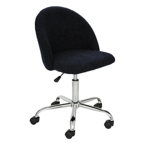 Chaise de bureau bouclette bleu encre "Geos"  3S. x Home  - Chaise de bureau