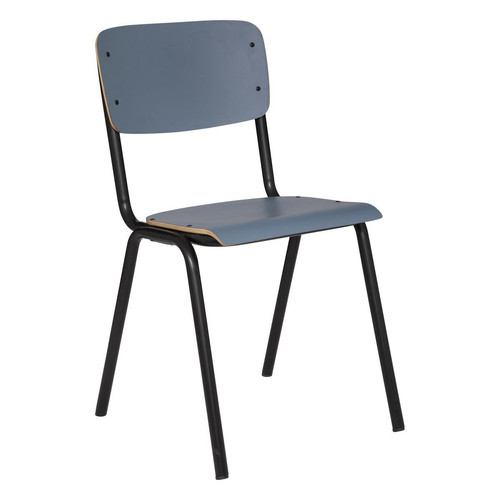 Chaise d'écolier "Kiel" bois et métal bleu 3S. x Home  - Rangement meuble