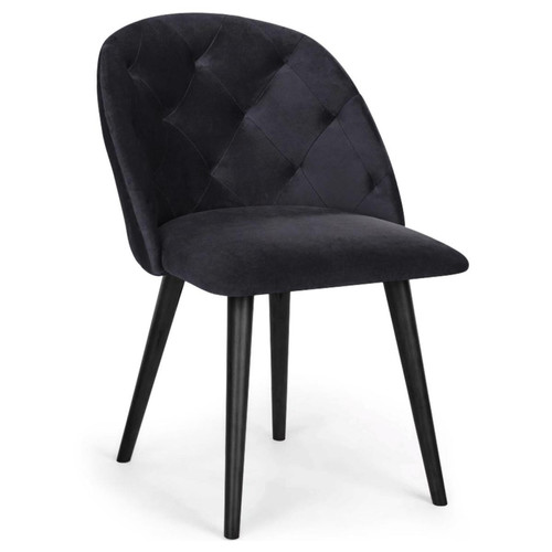 Chaise HONOR Velours Noir 3S. x Home  - Chaise simili cuir design