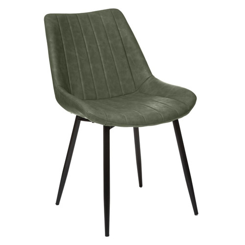 Chaise "Olwen" vert kaki effet cuir - 3S. x Home - Chaise design et tabouret design