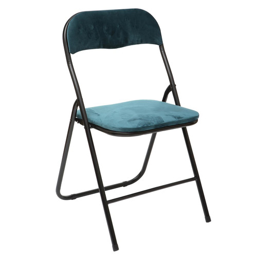 Chaise pliante en velours bleu