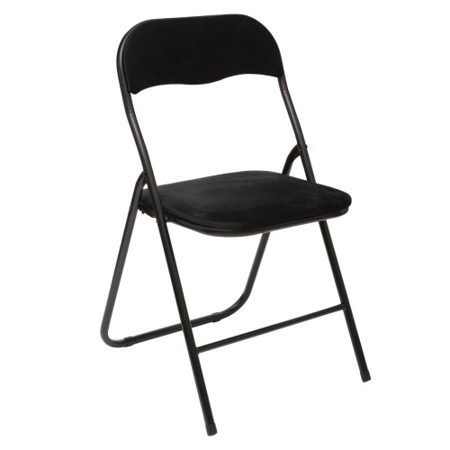 Chaise pliante en velours noir 3S. x Home  - Chaise metal design