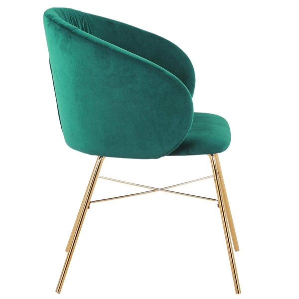 Chaise Smart Velours Vert Pieds Or