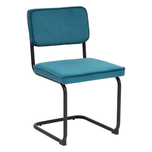 Chaise en velour bleu canard  3S. x Home  - Chaise bleu design