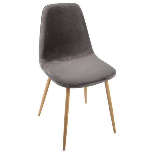 Chaise Velours Gris Roka - 3S. x Home - Deco meuble design scandinave