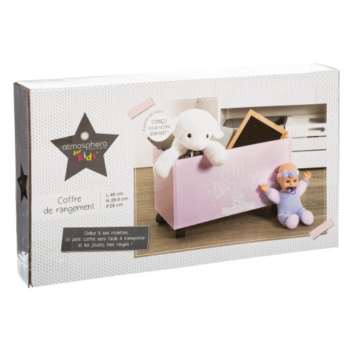 Coffre à jouets rose à roulettes 3S. x Home  - Commode enfant design