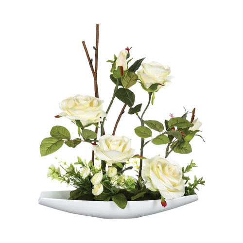Composition de roses en céramique H36.5 cm 3S. x Home  - Deco plantes fleurs artificielles