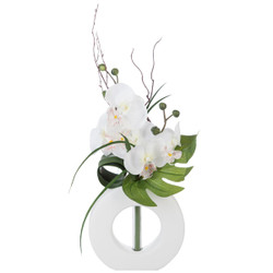 Composition orchidées et Vase blanc