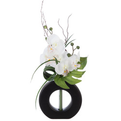 Composition orchidées et Vase noir