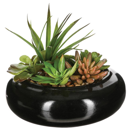 Composition plante vase céramique D20XH6 3S. x Home  - Deco plantes fleurs artificielles