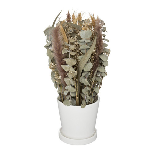 Compositions fleurs séchées en pot céramique blanc - 3S. x Home - Deco luminaire vert