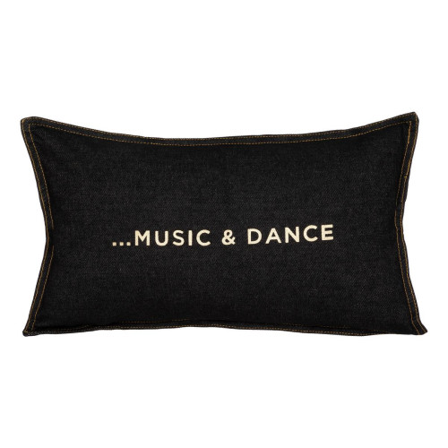 Coussin jean imprimé "MUSIC AND DANCE" noir doré 3S. x Home  - Textile design