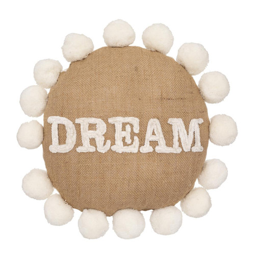Coussin rond à pompons beige - 3S. x Home - 3s x home