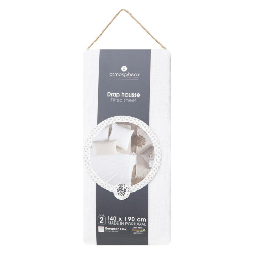 Drap housse 100 % lin B30 blanc ivoire 140x190 - 3S. x Home - Parure de lit