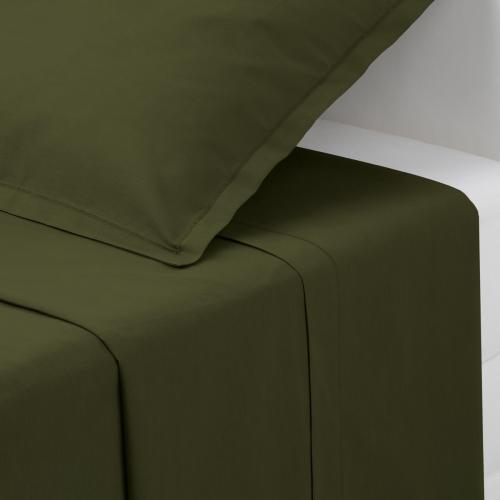 Drap-housse en coton vert kaki 290x180 - 3S. x Home - Chambre lit