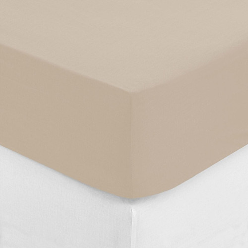 Drap-housse beige en percale de coton 140x190 cm - 3S. x Home - Edition Authentique Chambre Lit