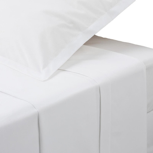 Drap plat, percale, blanc, 240x290 cm - 3S. x Home - Edition Authentique Chambre Lit