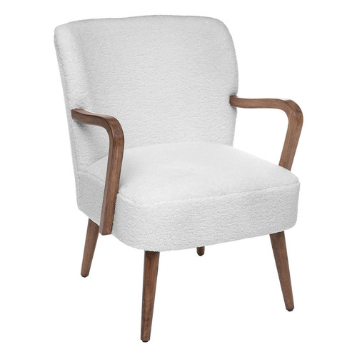 Fauteuil Accoudoir Boucle Chiara Blanc 3S. x Home  - Pouf et fauteuil design