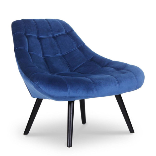 Fauteuil Velours Bleu Danios 3S. x Home  - Pouf et fauteuil design