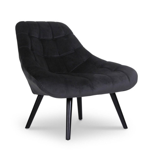 Fauteuil Velours Noir Danios 3S. x Home  - Pouf et fauteuil design