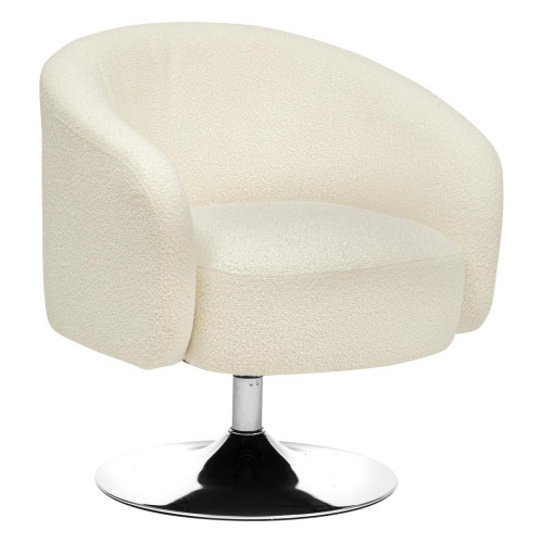 Fauteuil en bouclette blanc "Edith"  3S. x Home  - Pouf et fauteuil design