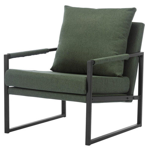 fauteuil lounge en tissu Sauge et métal noir - Fauteuil vert design