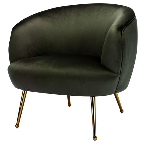 fauteuil lounge en velours Army et pieds dorés - Fauteuil vert design