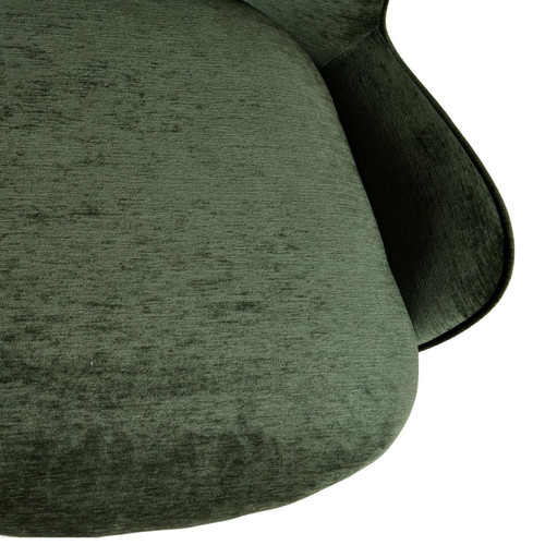 fauteuil lounge, tissu chenillé Sauge et pieds noir mat
