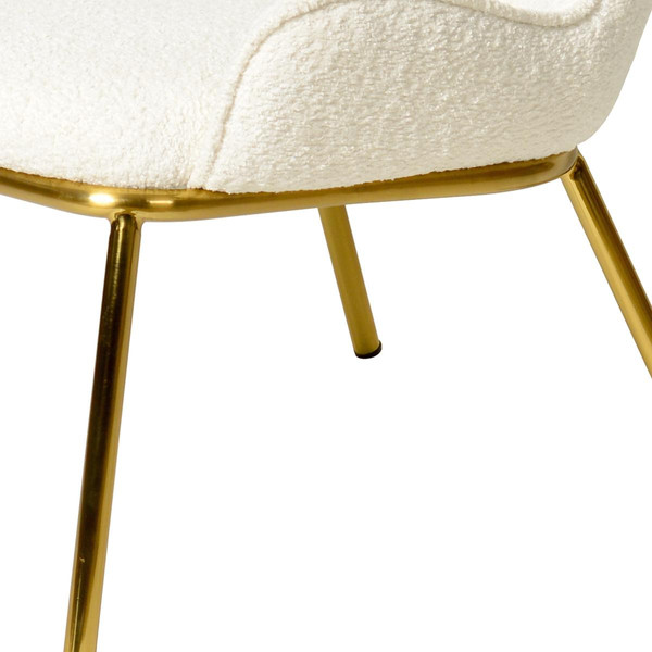 fauteuil lounge tissu laine boucée Écru et métal doré brossé