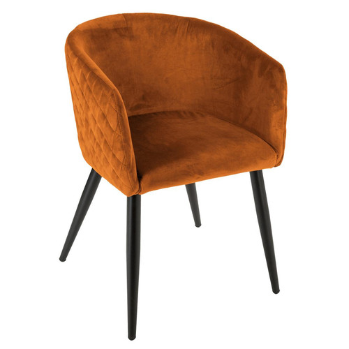 Fauteuil "Marlo" ambre en velours 3S. x Home  - Pouf et fauteuil design